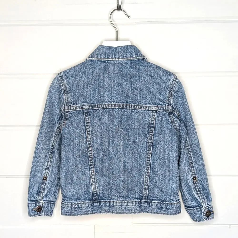 OshKosh B’Gosh Toddler Jean Jacket 3T Unisex Medium Wash Snap Close Trucker